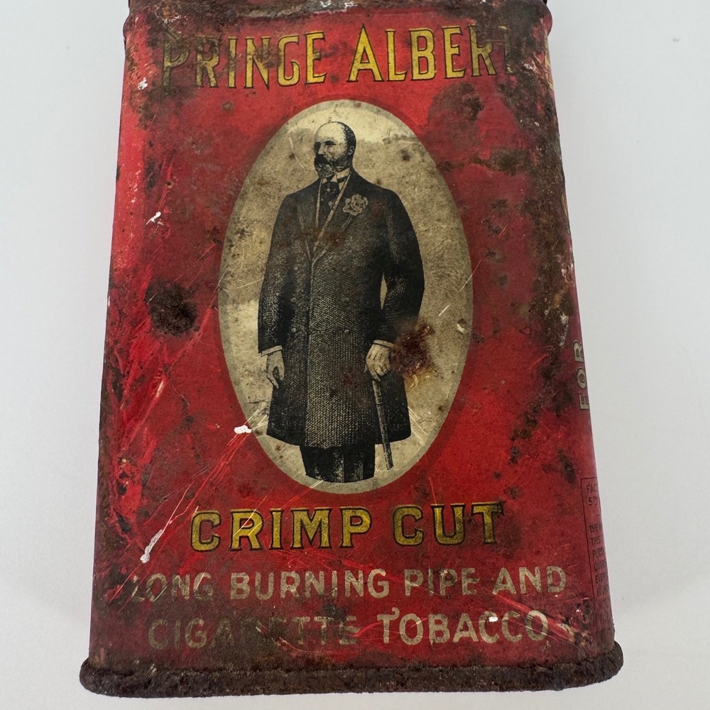 Prince Albert Crimp Cut Tobacco Tin Vintage Red Metal Pocket Can R.J. Reynolds - Picture 4 of 10